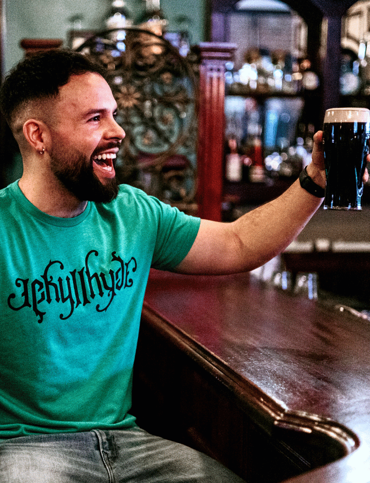 Man toasting a beer. 