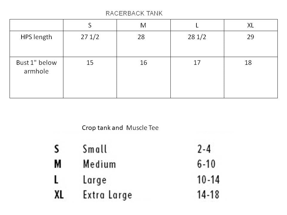 Size chart. Contact us for more information. 