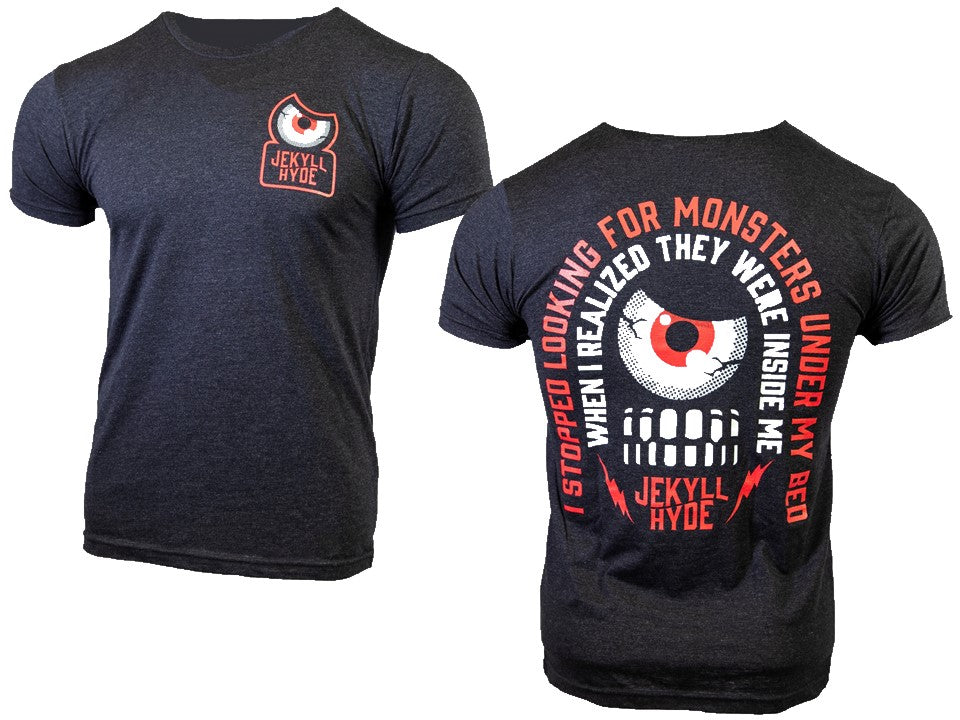 Black t-shirt with Jekyll & Hyde design on front and back