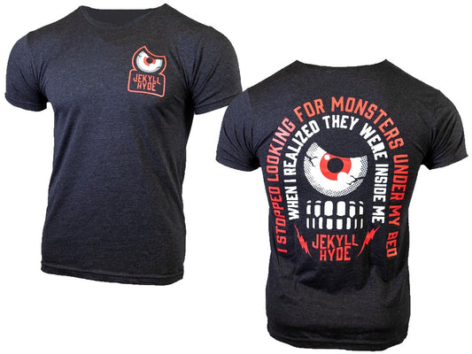 Black t-shirt with Jekyll & Hyde design on front and back