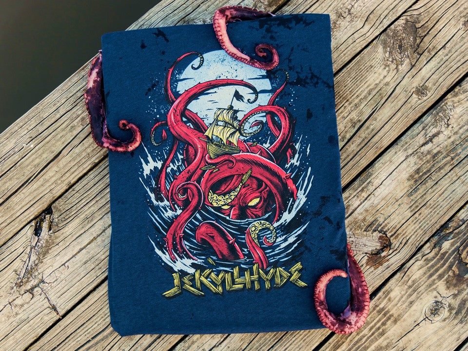 Kraken tshirt folded on a dock