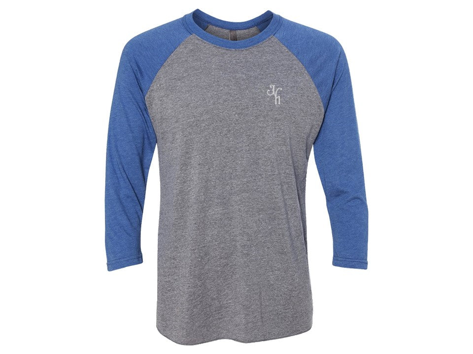 Grey and blue raglan mockup