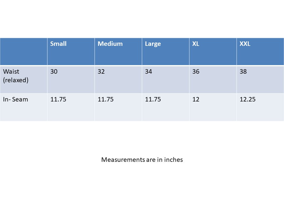 Size chart. Contact us for more information. 